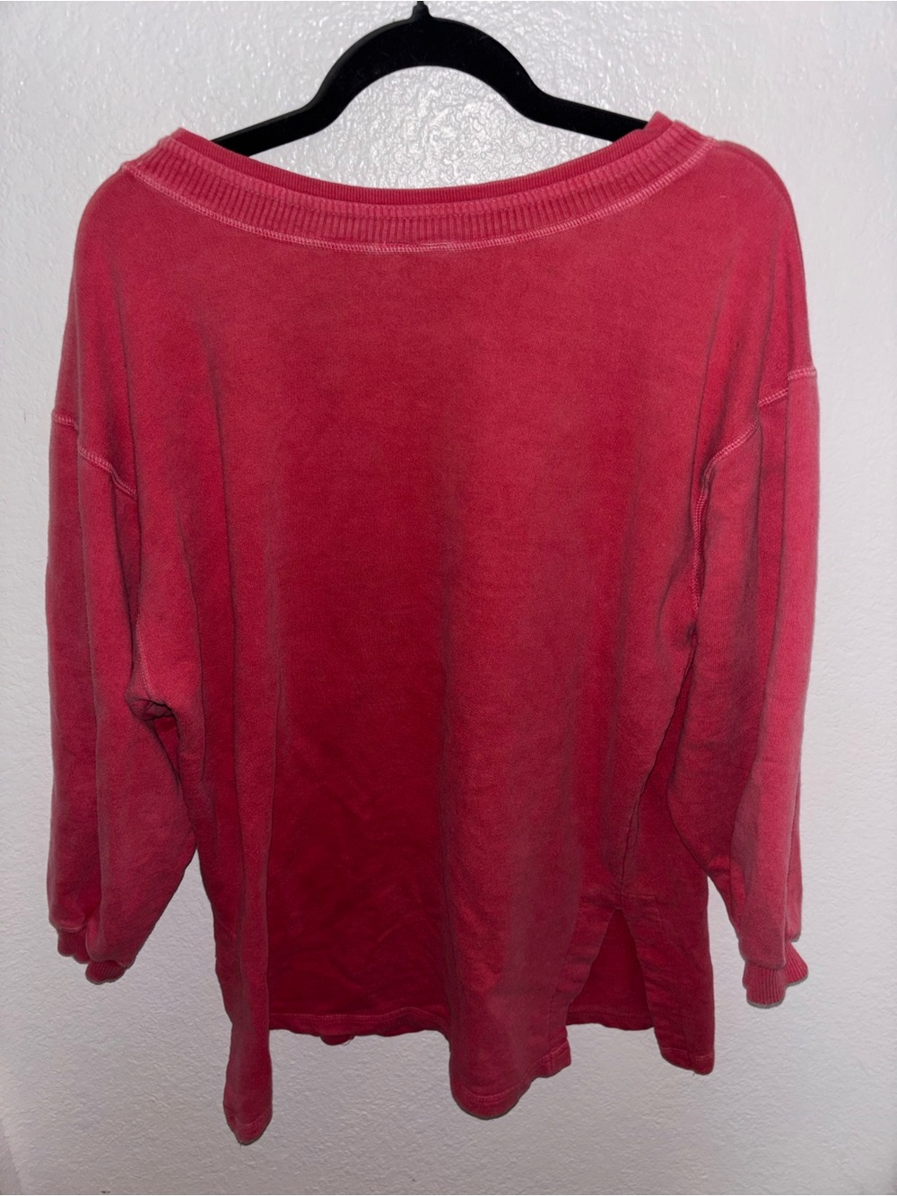 Vintage Oversized 100% Cotton Women’s Washed Red Long Sleeve Tunic Sweatshirt